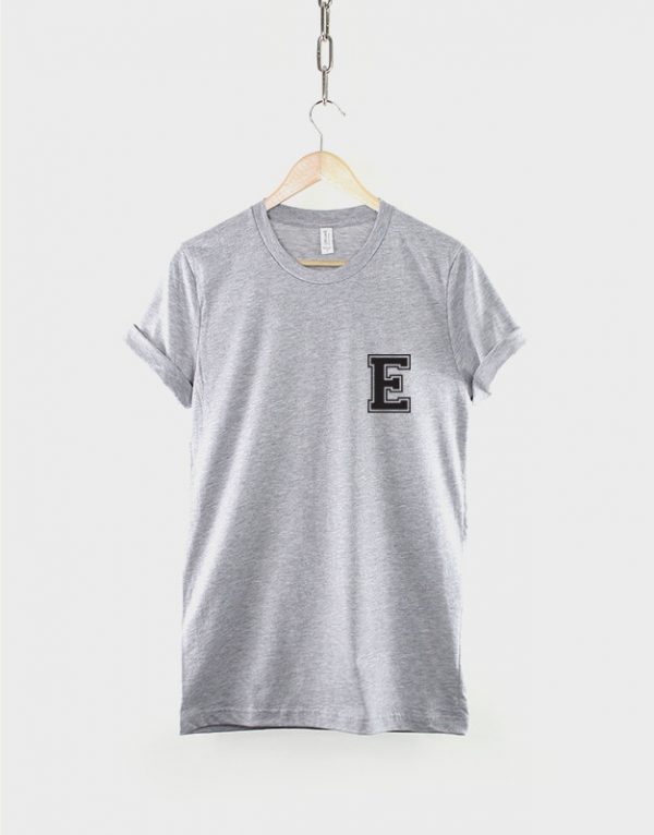 Crew Neck T-Shirt Customised Name Initial Letter Shirt - Any Letter Custom Personalised College Pink T-Shirt