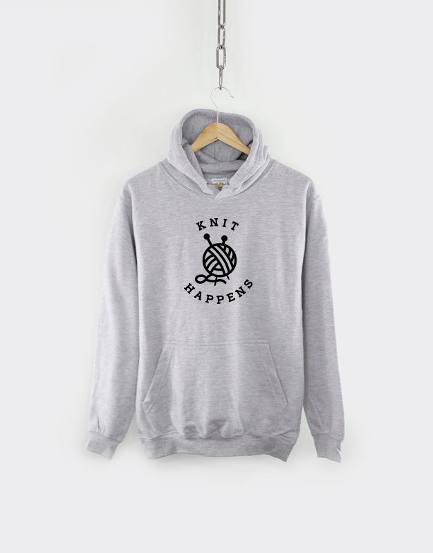 Knit Happens Hoodie / Grandma Knitting Hooded Sweatshirt / Nan Knitting Jumper Gift