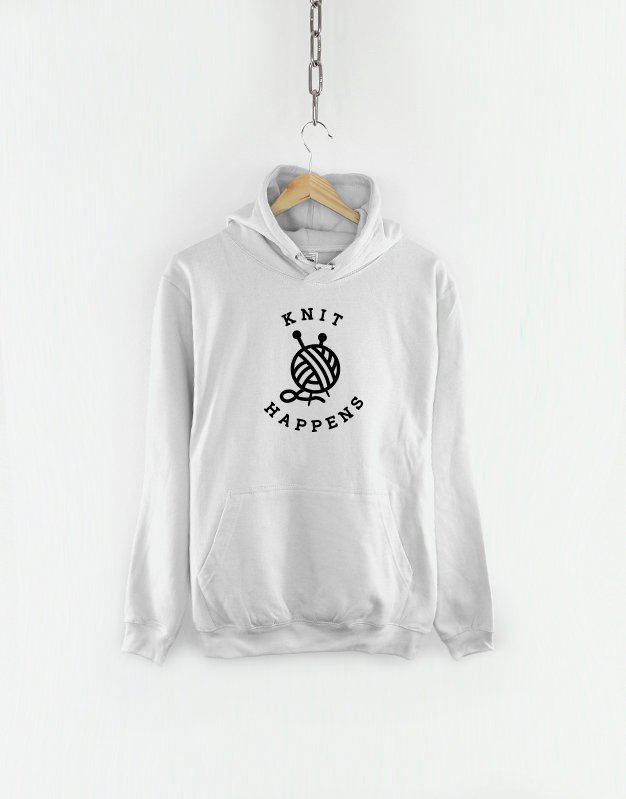 Knit Happens Hoodie / Grandma Knitting Hooded Sweatshirt / Nan Knitting Jumper Gift