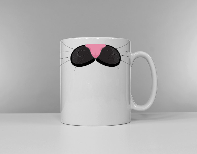 Cat Face Coffee Mug / Multiple Colours / Cat Lover Gift