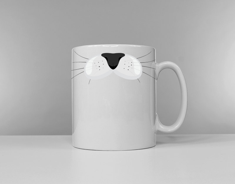 Cat Face Coffee Mug / Multiple Colours / Cat Lover Gift