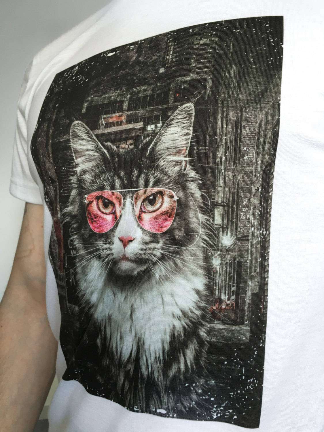 Cats In Glasses T-Shirt / Beach Cat Portrait T Shirt