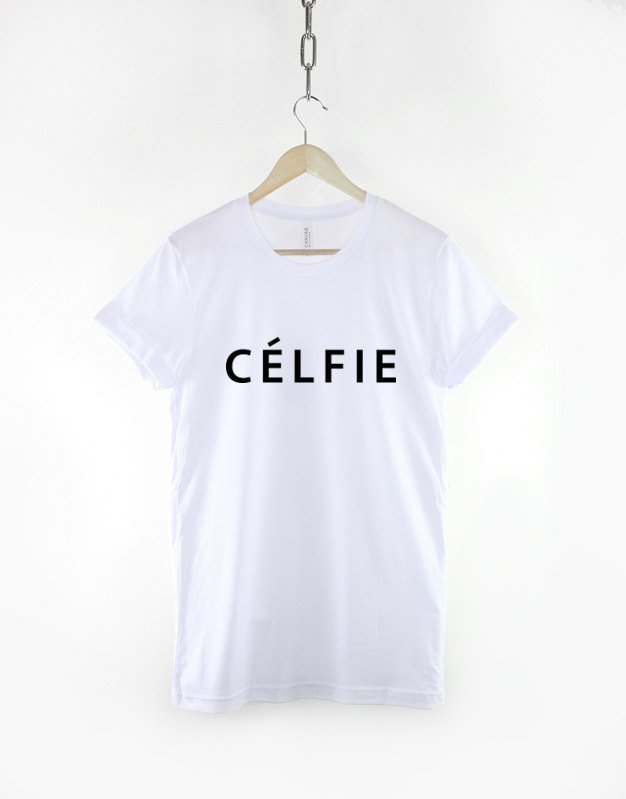 Celfie T-Shirt / Rolled Sleeves Hash Tag Selfie Hipster T-Shirt