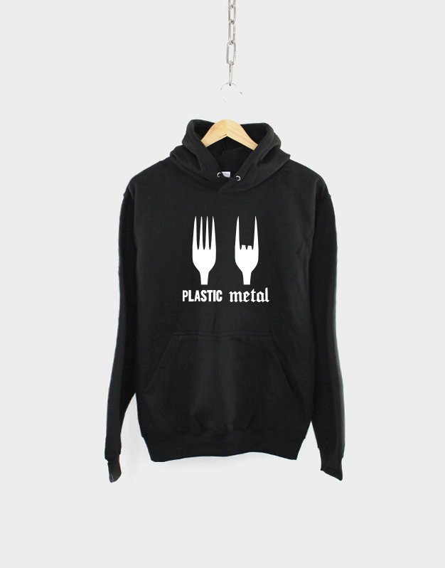 Heavy Metal Hoodie / Plastic Metal Fork Hooded Sweater / Chef Gift Sweatshirt