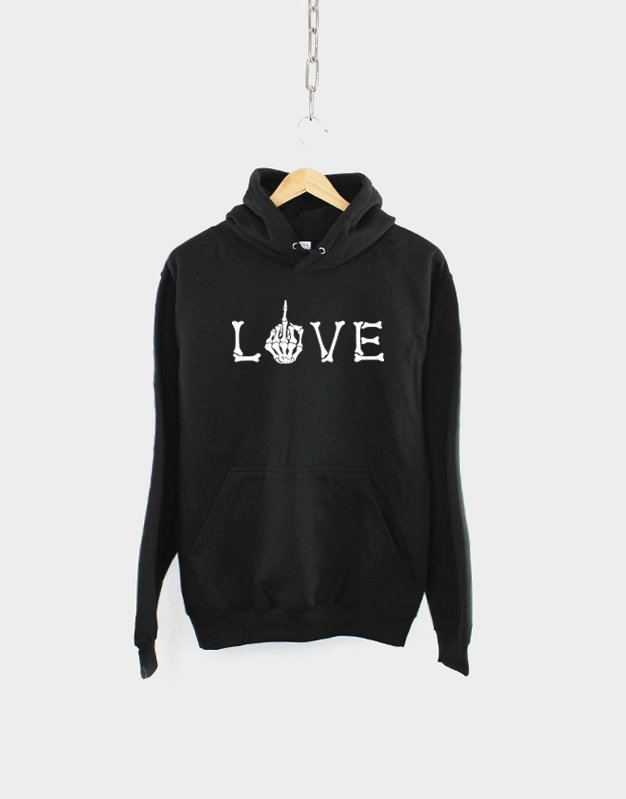 Love Skeleton Hand Halloween Hoodie / Goth Sweatshirt
