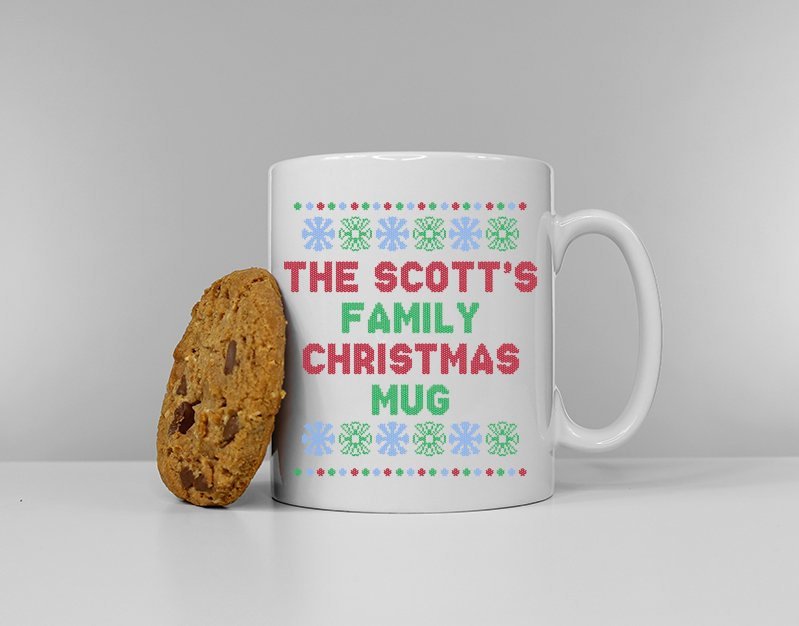 Personalized Family Name Christmas Mug