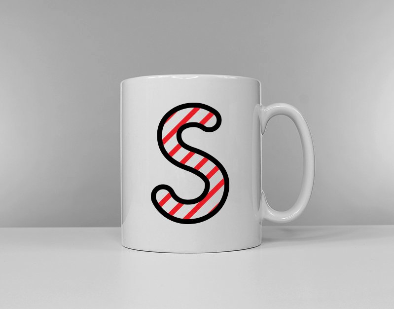 Personalized Initial Candy Cane Christmas Mug / Secret Santa Gift Idea / Stocking Stuffer