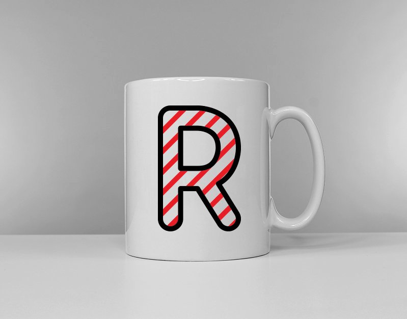 Personalized Initial Candy Cane Christmas Mug / Secret Santa Gift Idea / Stocking Stuffer