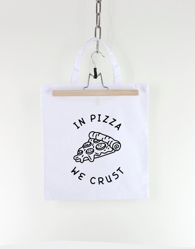 Pizza Tote Bag / Shopping Bag / In Pizza We Crust / Vegan Pizza Lover / Market Bag / Grocery Bag / Reusable Bag / Womens Bag / Girls Bag
